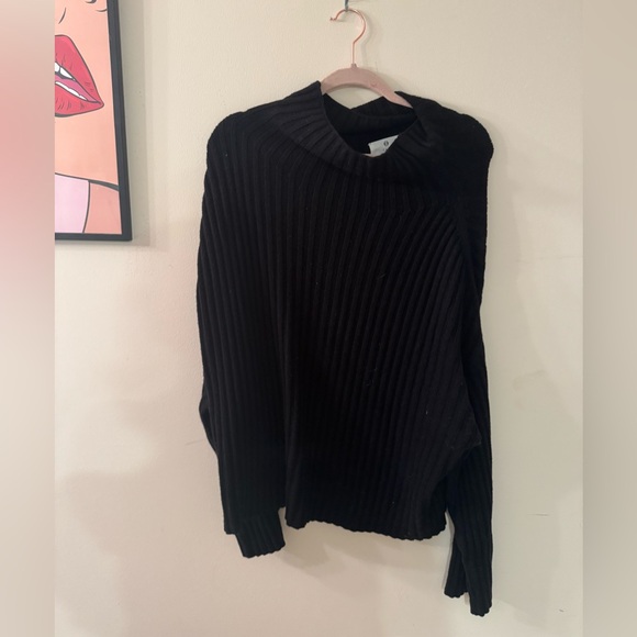 Black Ribbed Turtleneck Sweater - Picture 1 of 3